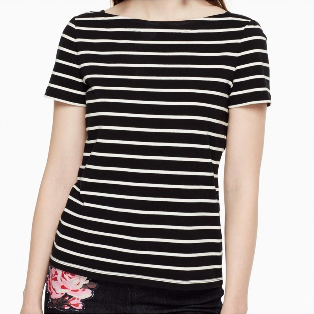 kate spade Stripe Essential Tee In Black/off-white